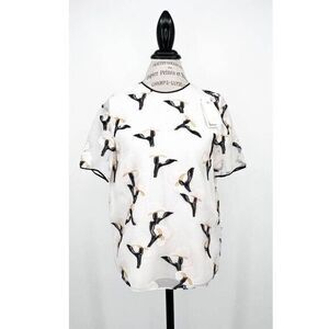 TORY BURCH NWT Orchid Embroidered Sage Top Blouse US 4